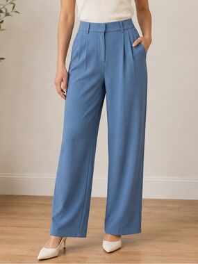 NWT OGL Move M Wide-Leg Pleated Stretchy Flowy Pants Comfy Business Casual Eco